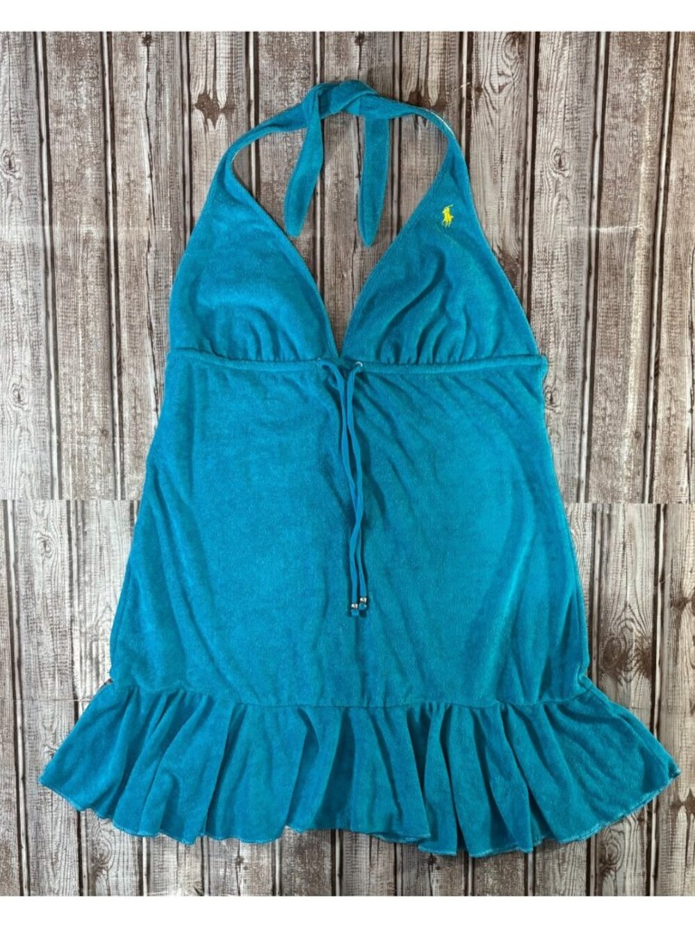 Ralph Lauren Women's Terry cloth Halter Cover Up Dress size L color cyan